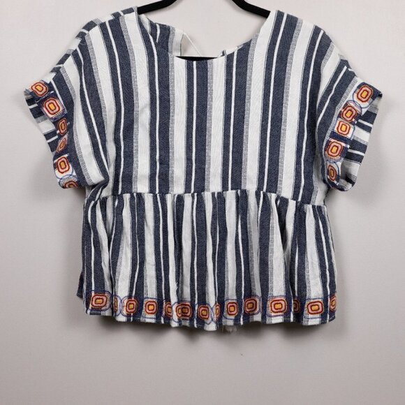 J.O.A. peplum linen blend top-L - Picture 1 of 5